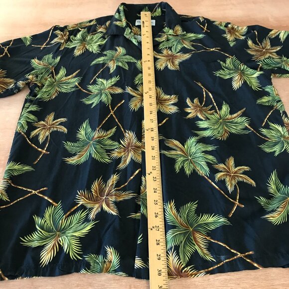 Bishop Street Hawaiian Shirt Men L Green Floral Button Up Pocket Short Sleeve - Picture 4 of 9